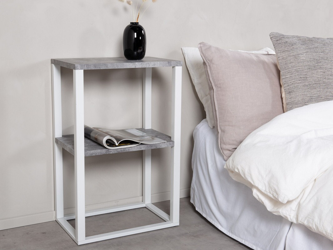 Mesa de apoio Dallas 3219 (Branco + Cimento)