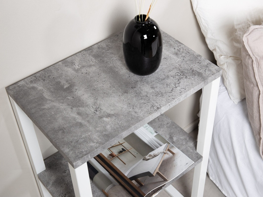 Mesa de apoio Dallas 3219 (Branco + Cimento)