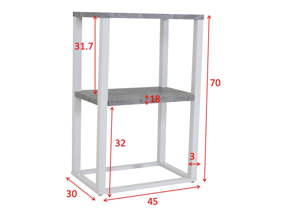 Mesa de apoio Dallas 3219 (Branco + Cimento)