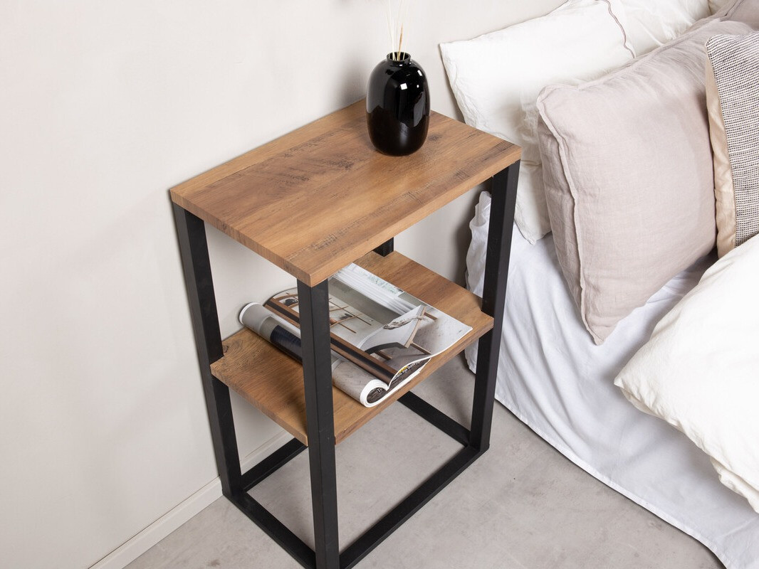 Mesa de apoio Dallas 3219 (Preto + Teca)