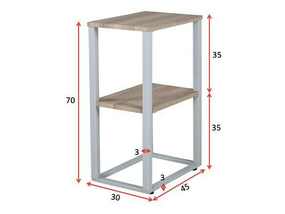 Mesa lateral Dallas 3219 (Cinzento + Castanho claro)