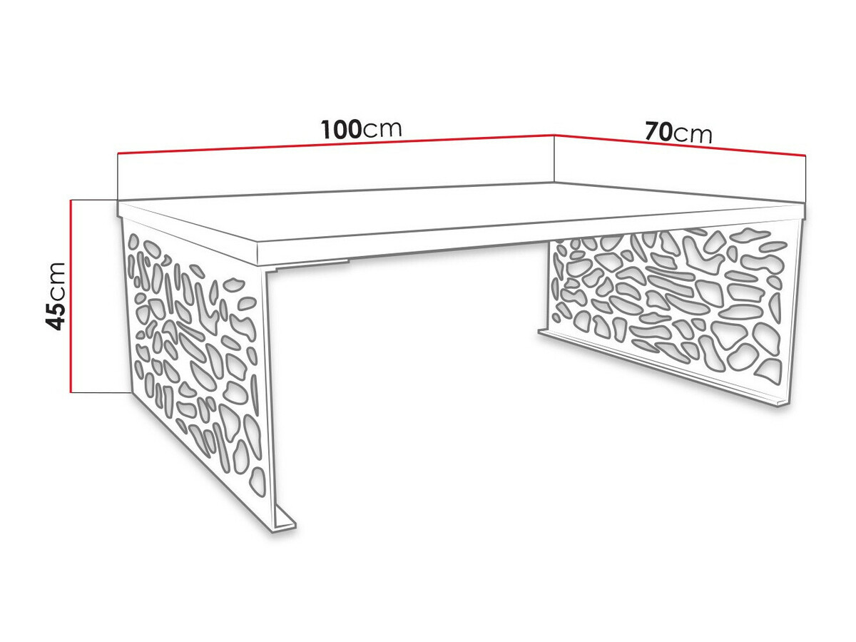 Mesa de centro Germantown 107 (Branco brilhante + Preto matte)