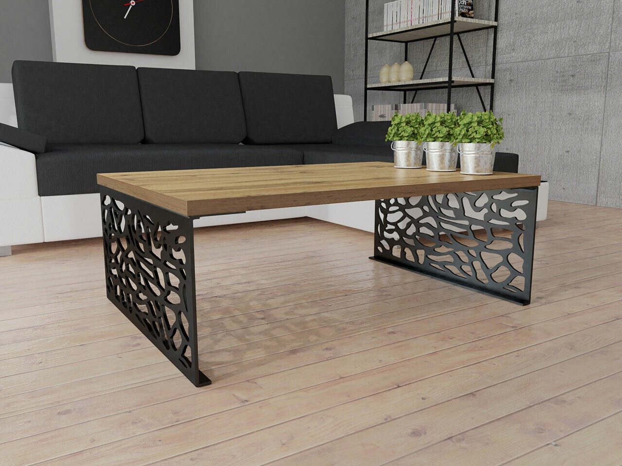 Mesa de centro Germantown 107 (Carvalho + Preto matte)
