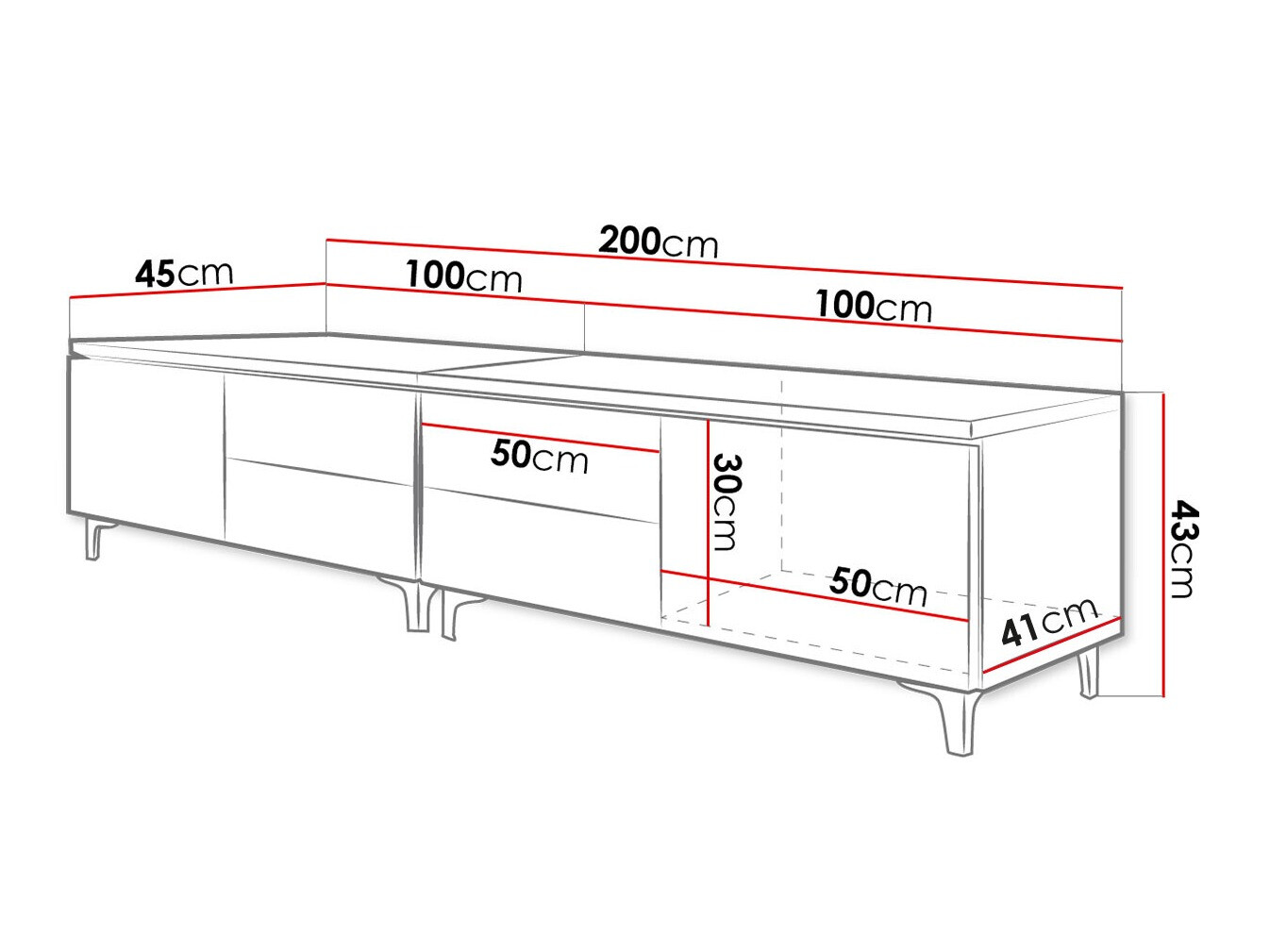 Móvel de TV Hortus I (Branco + Branco brilhante)