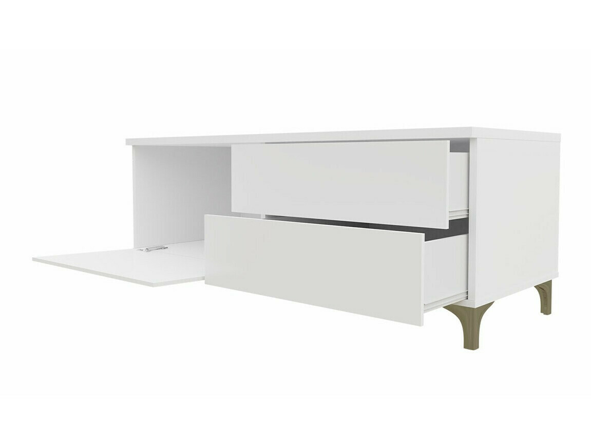 Móvel de TV Hortus I (Branco + Cinzento brilhante)