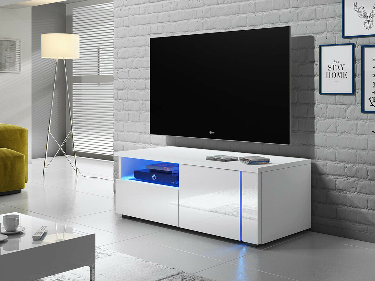 Móvel de TV Nashville 132 (Branco + Branco brilhante)