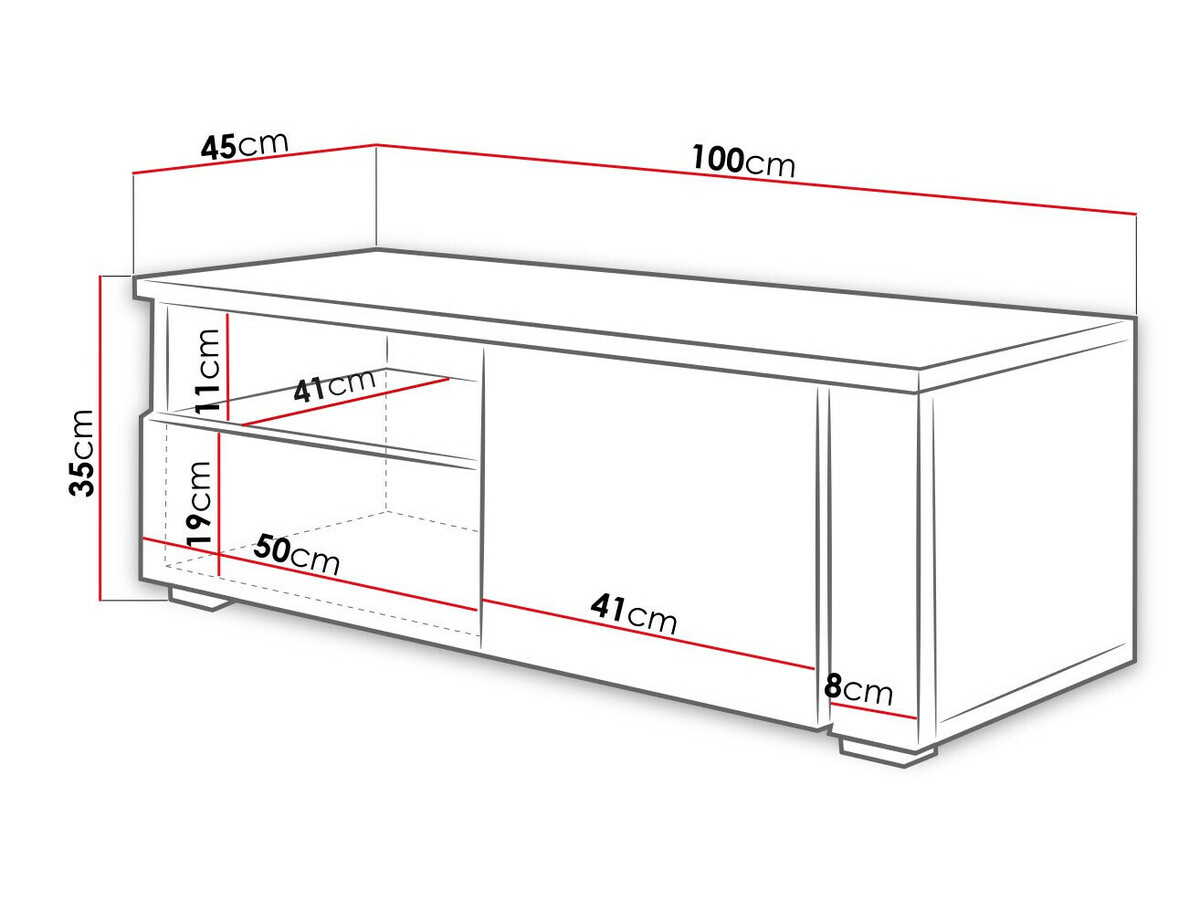 Móvel de TV Nashville 132 (Branco + Branco brilhante)