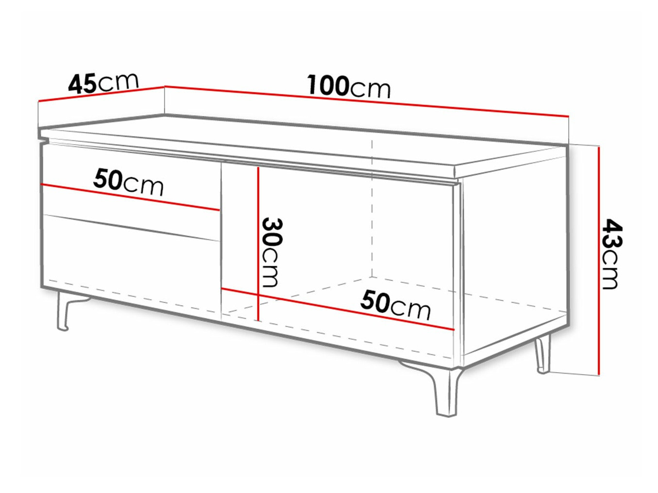 Móvel de TV Uva VI (Branco + Branco brilhante)