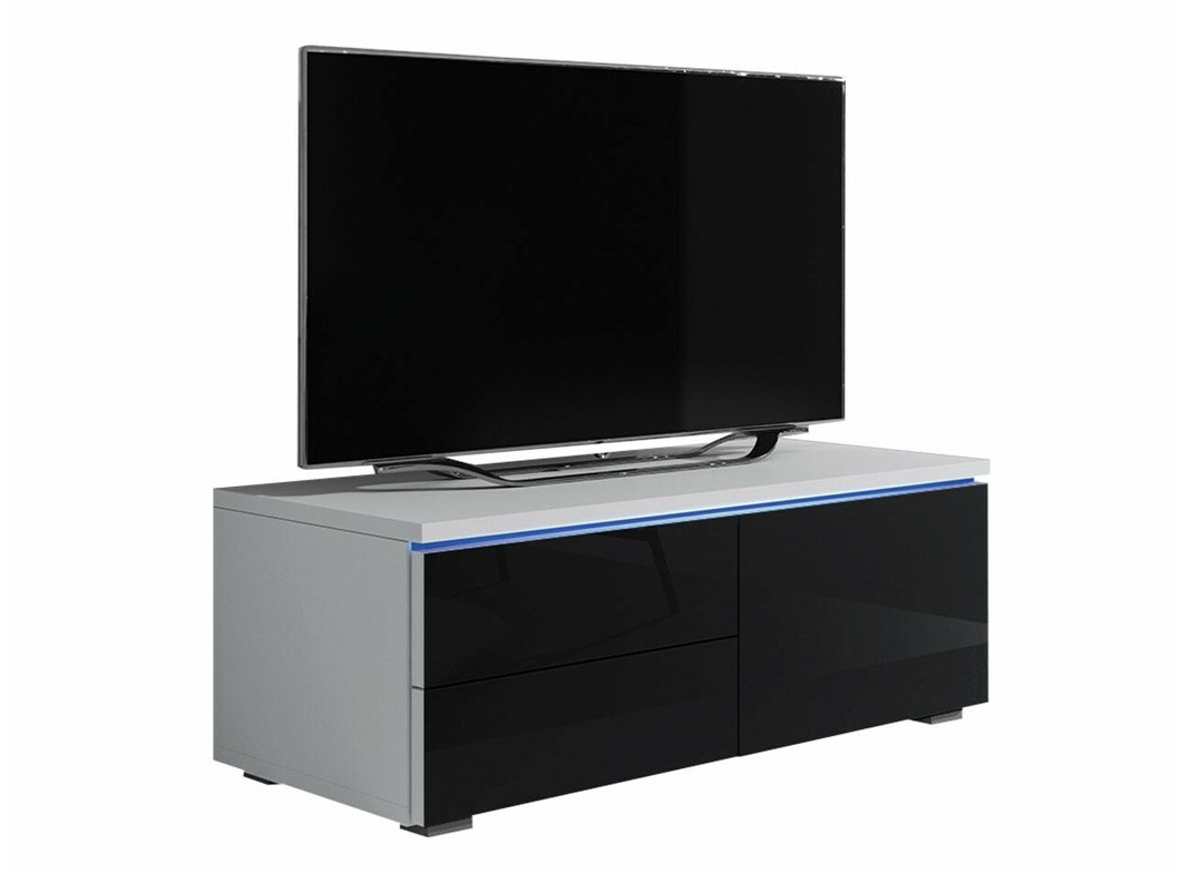 Móvel de TV Uva VI (Branco + Preto brilhante)