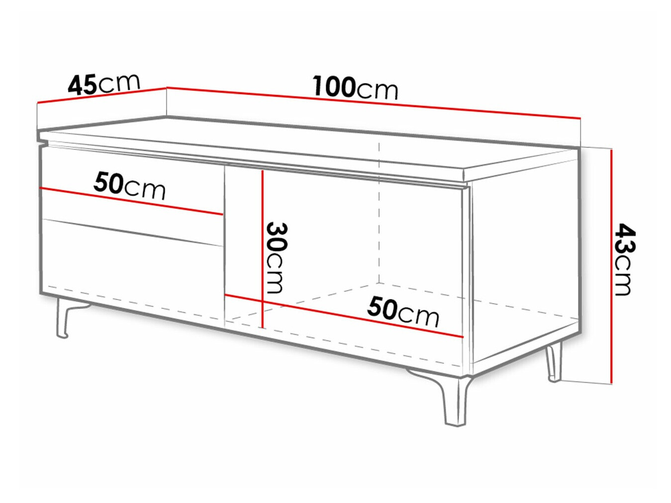 Móvel de TV Uva VI (Branco + Preto brilhante)