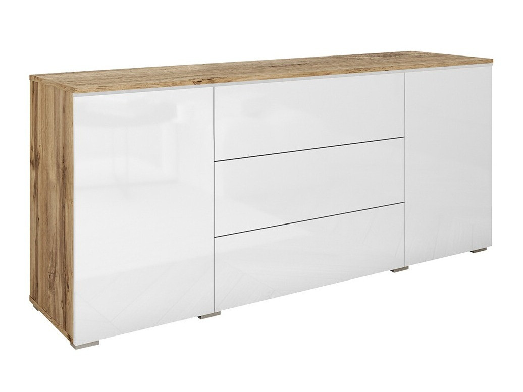 Cómoda Mirfivo 102 (Carvalho wotan + Branco brilhante)