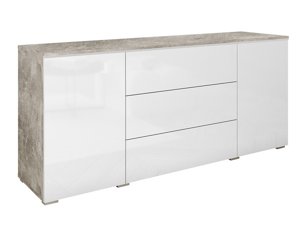 Cómoda Mirfivo 102 (Cimento + Branco brilhante)