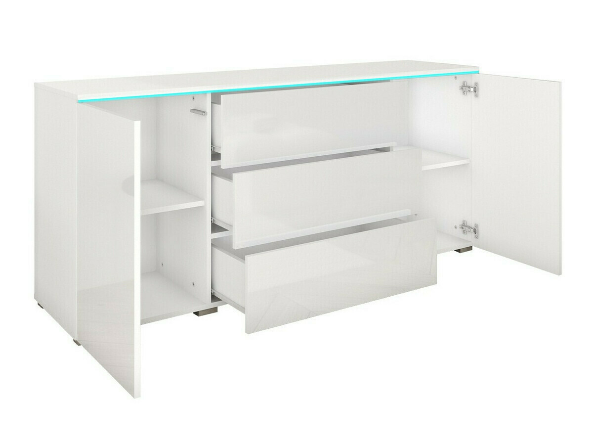 Cómoda Sarasota 142 (Cimento + Branco brilhante)