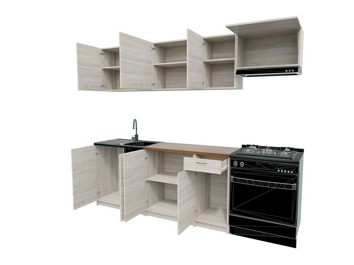 Conjunto para cozinha Trenton 105 (Branco + Beige)