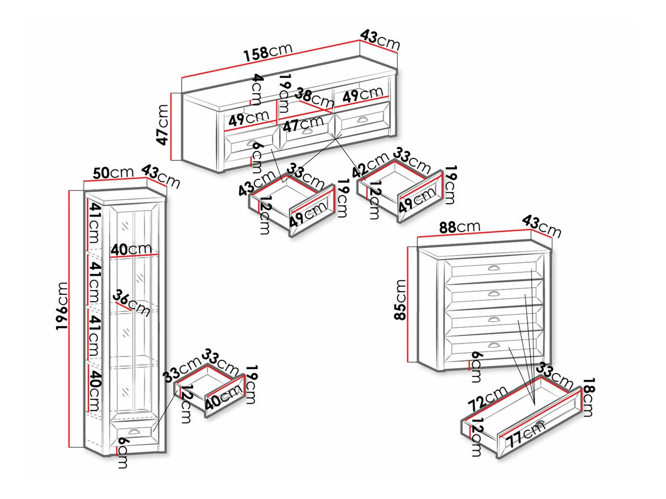 Conjunto para sala de estar Ferdore 164 (Cinzento)