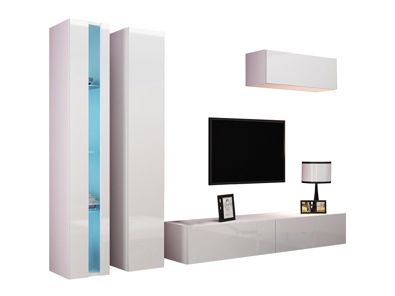 Conjunto para sala de estar Venenou 136 (Branco + Branco brilhante)