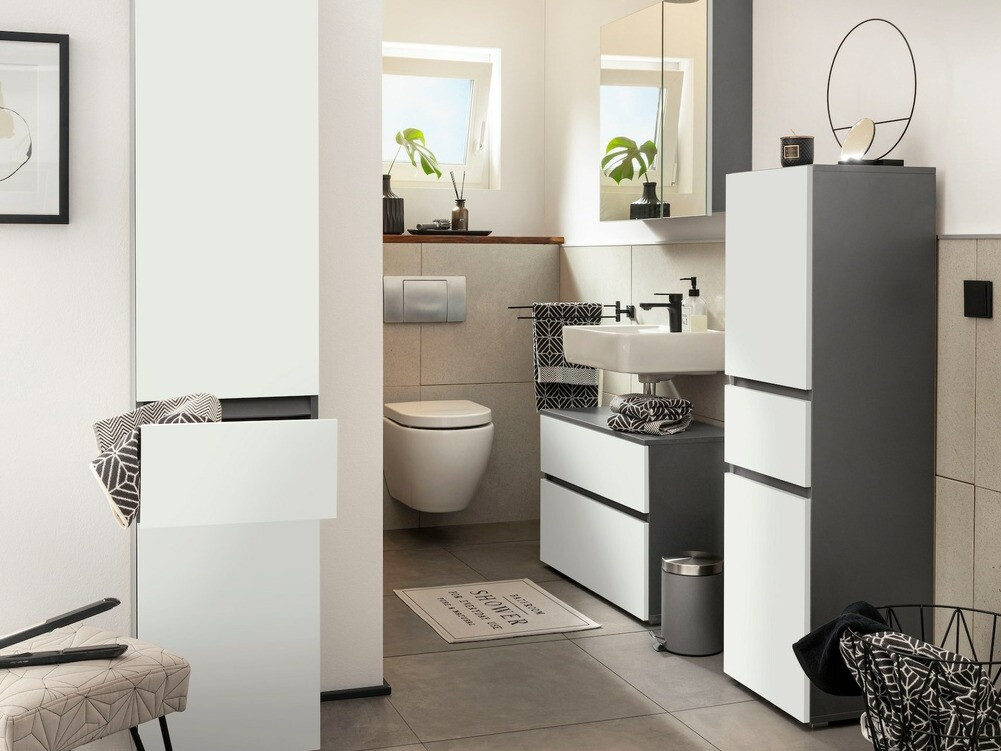 Armário colocado para casa de banho Soncamu 102 (Branco + Antracite)