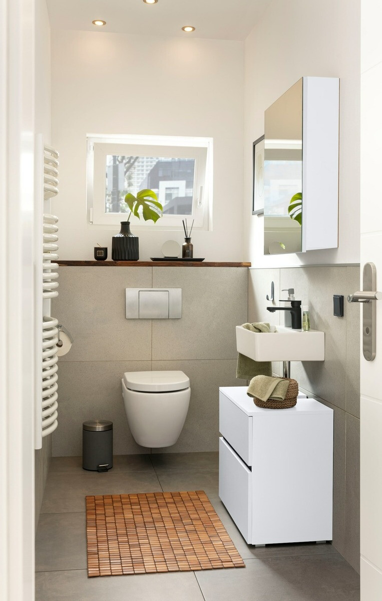 Armário de casa de banho de chão para lavatório Soncamu 110 (Branco)