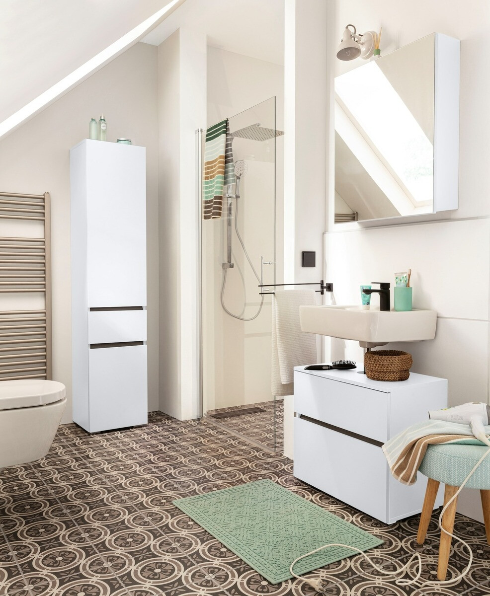 Armário de casa de banho de chão para lavatório Soncamu 110 (Branco)