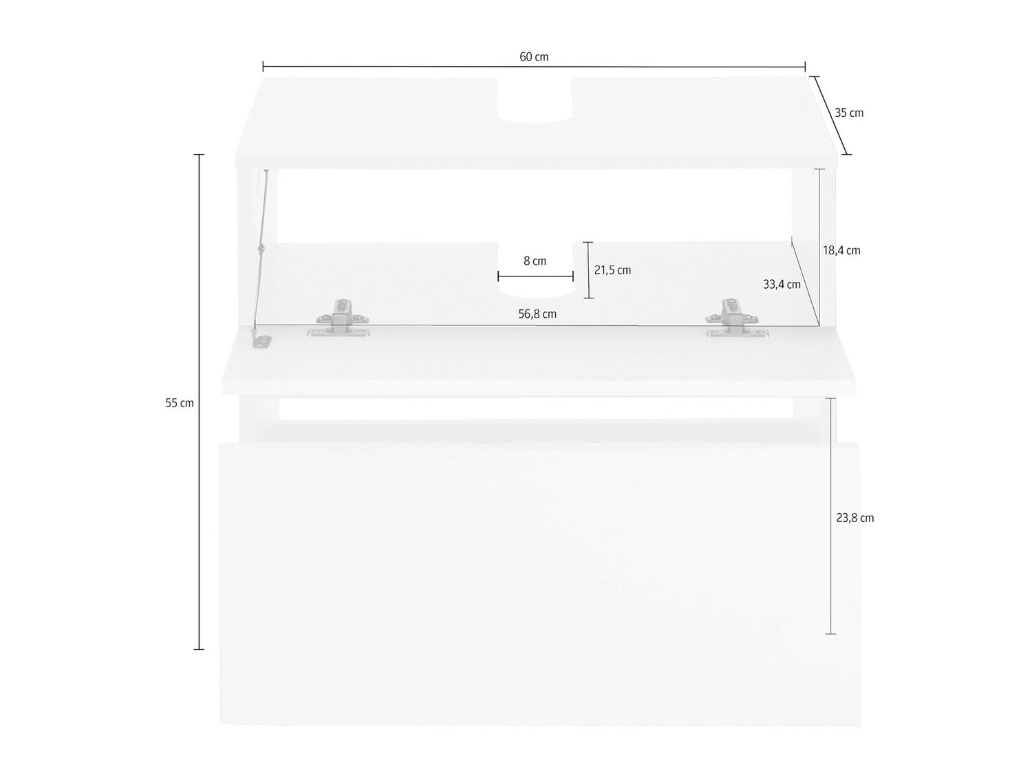 Armário de casa de banho de chão para lavatório Soncamu 110 (Branco)