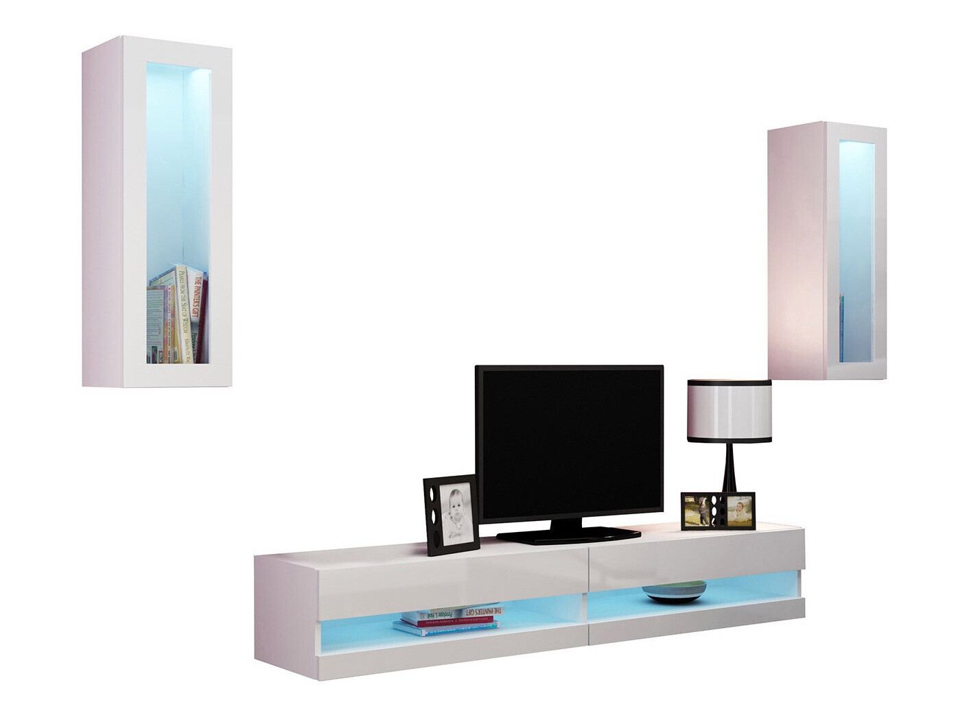 Conjunto para sala de estar Comfivo 211 (Branco + Branco brilhante)