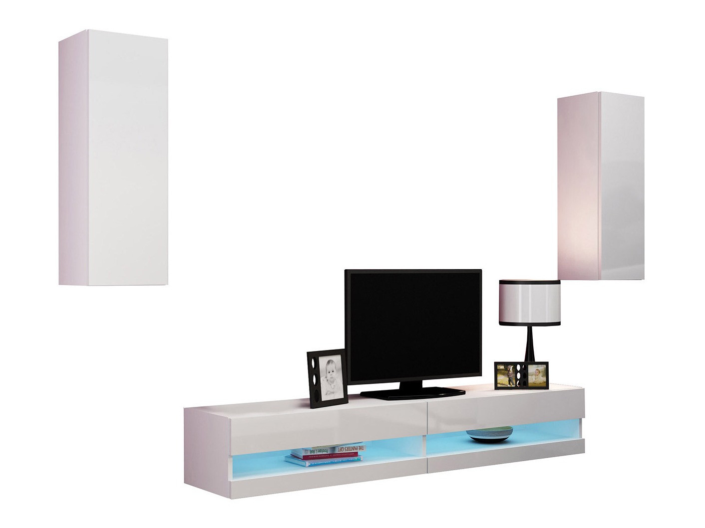 Conjunto para sala de estar Venenou 142 (Branco + Branco brilhante)