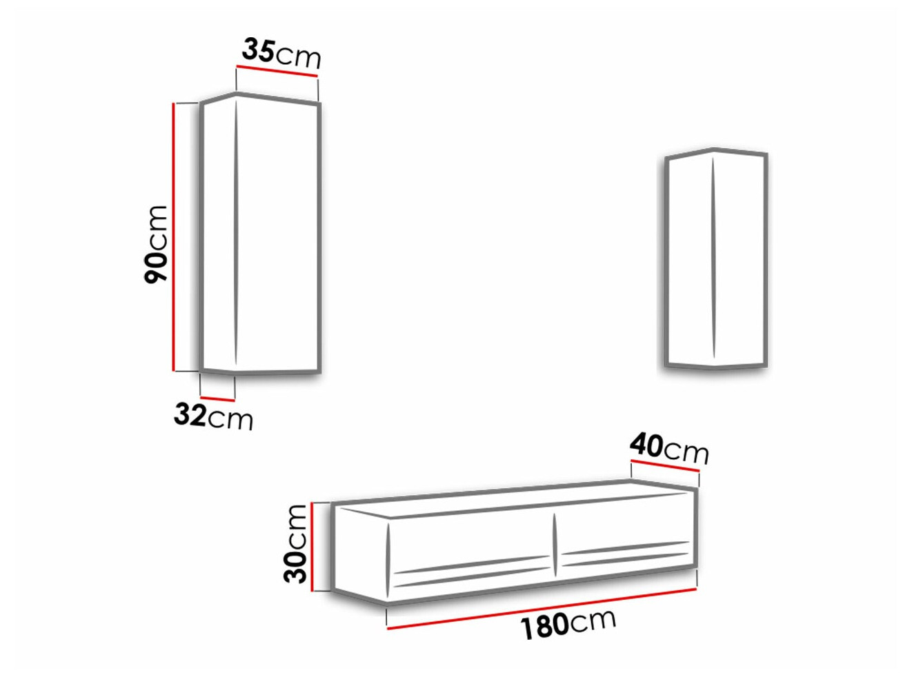 Conjunto para sala de estar Venenou 142 (Branco + Branco brilhante)