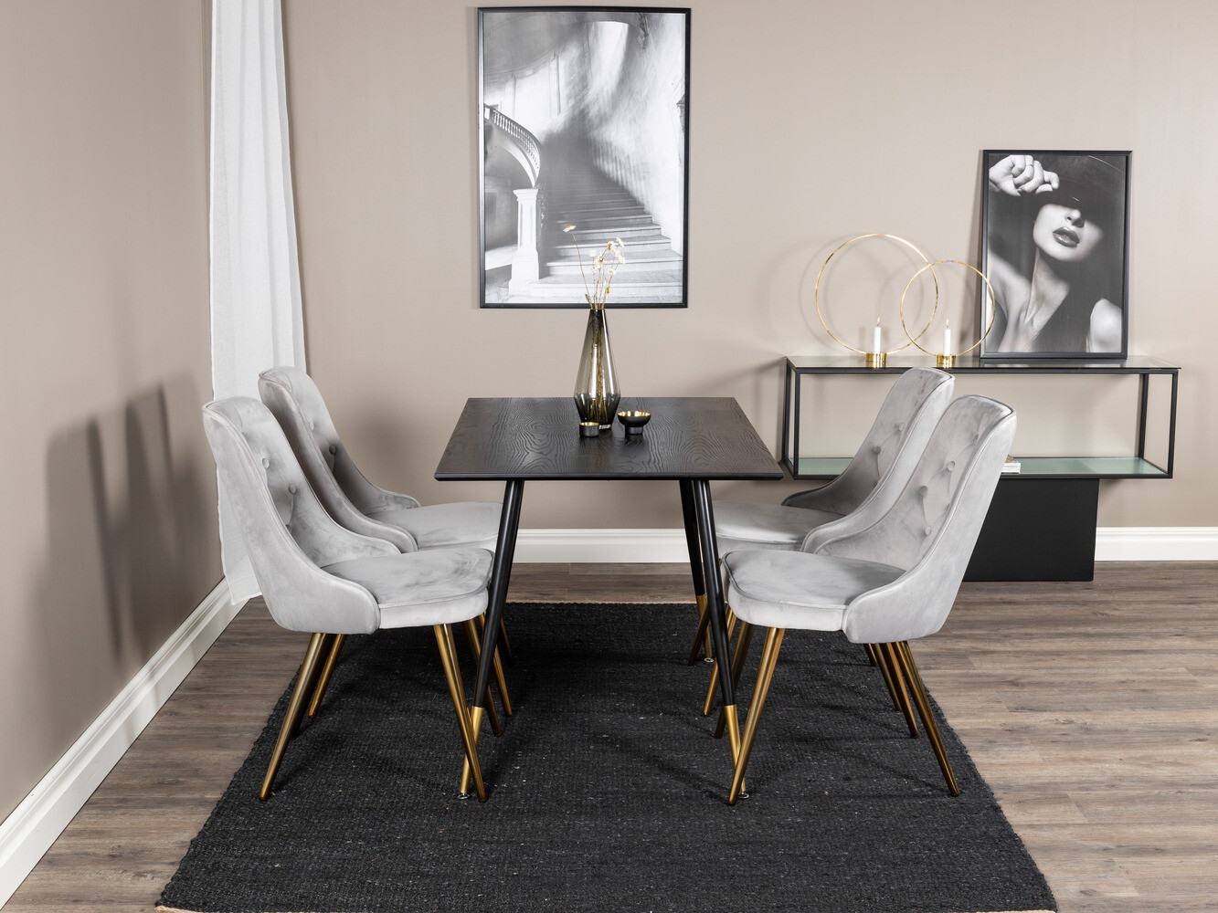 Conjunto para refeições Dallas 1673 (Cinzento + dourado)