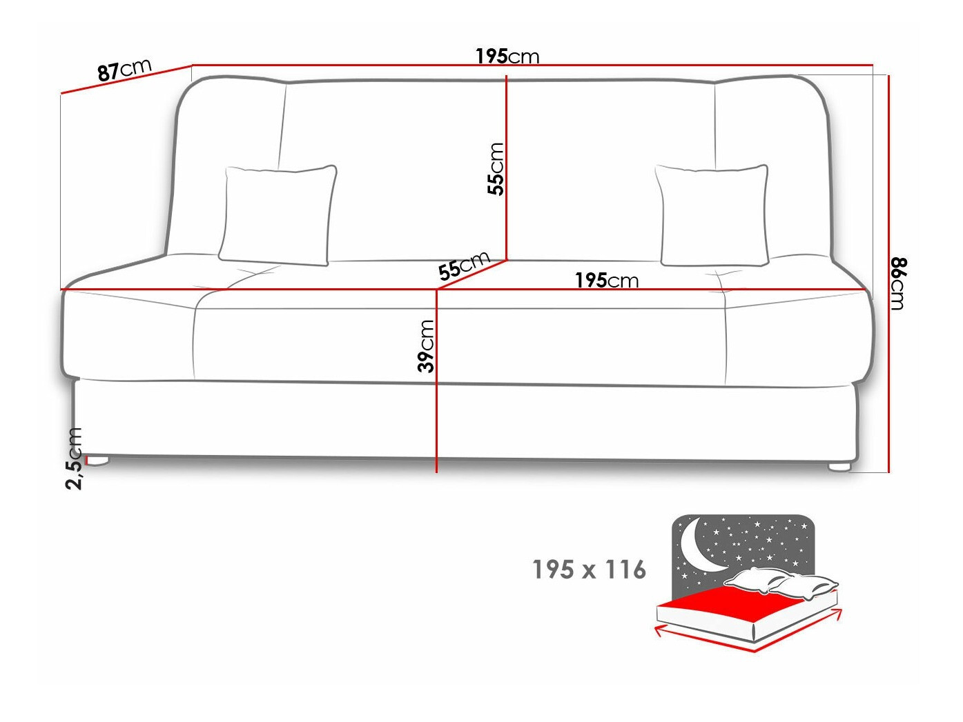 Sofá-cama Comfivo Cera I (Alova 04 + Alova 71)
