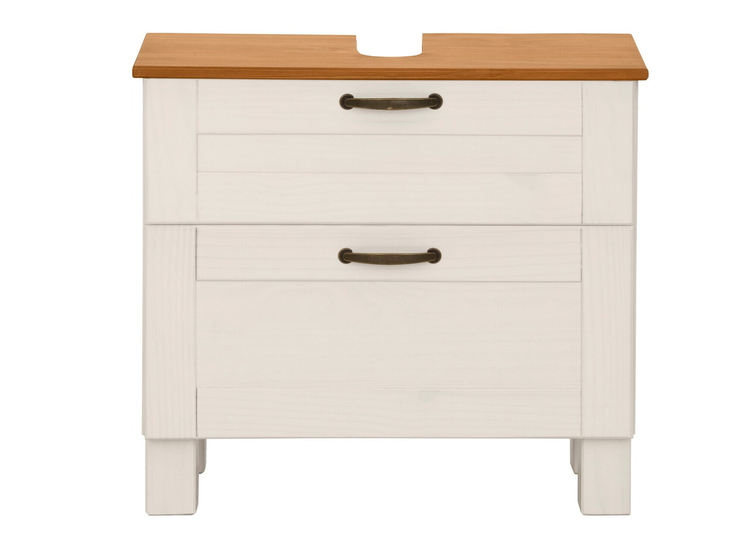 Armário com lavatório de apoio próprio para casa de banho Ophlevu 102 (Branco + Carvalho de mel)