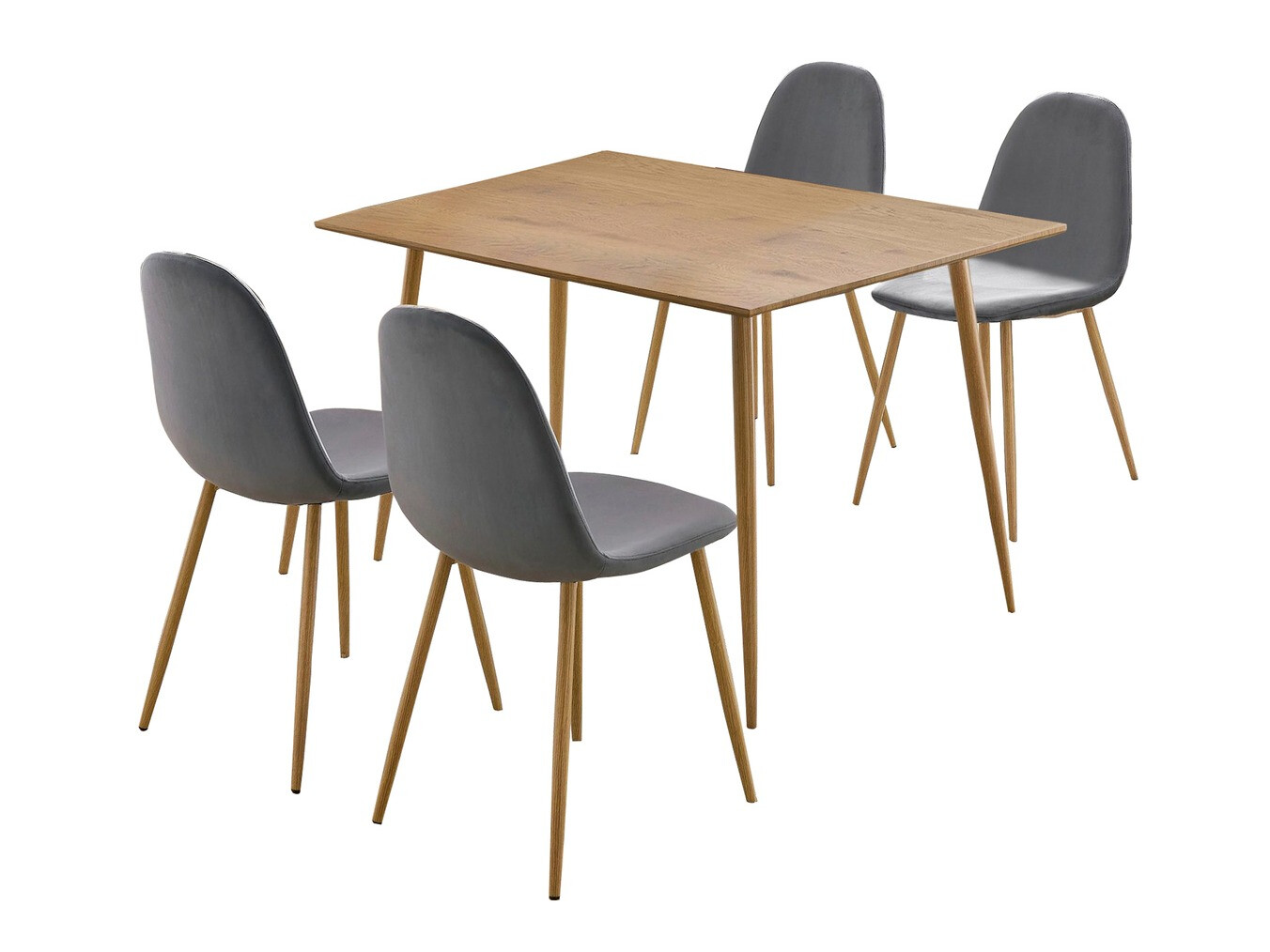 Conjunto para refeições Denton 764 (Cinzento + Carvalho)