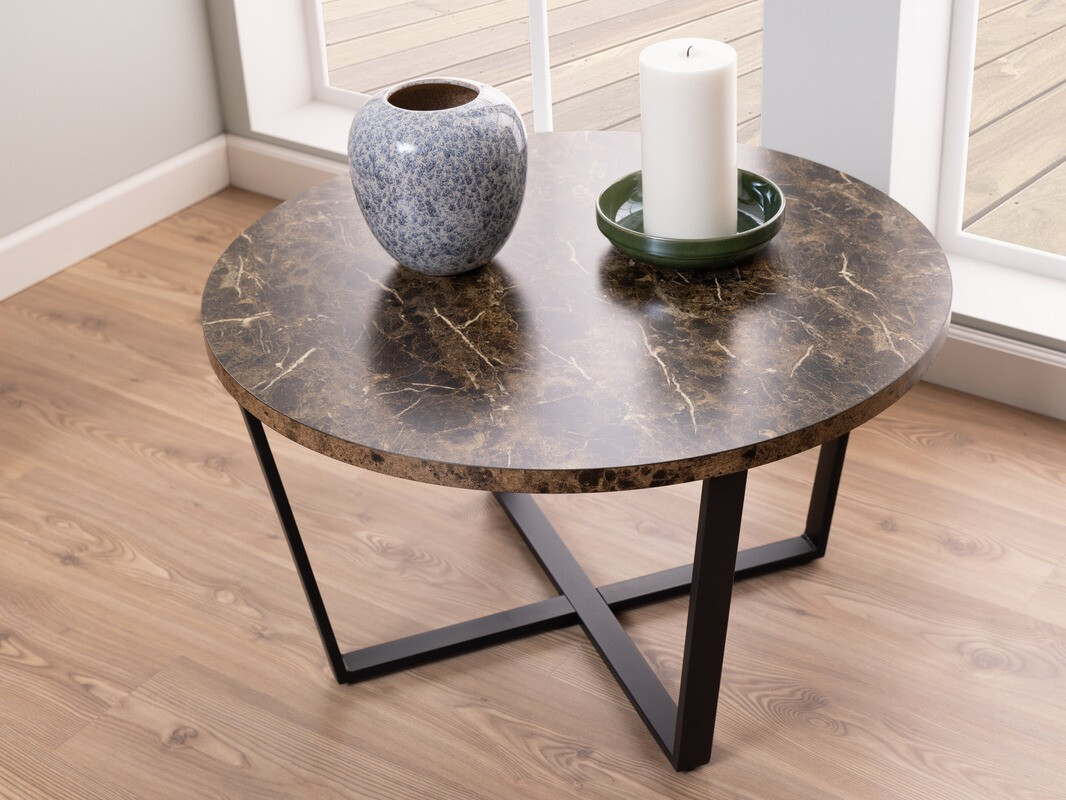 Mesa para revistas Norsica 321 (Mármore marrom + Preto)