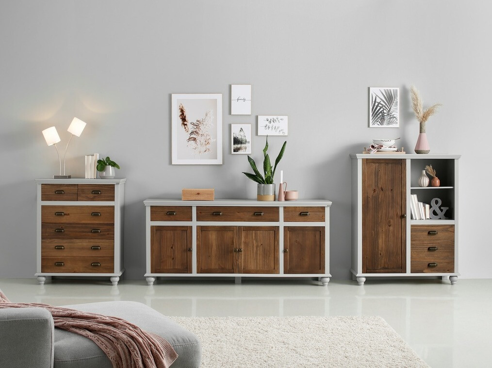 Cómoda Tivmeri 102 (Cinzento + Castanho)