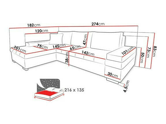 Sofá de canto Comfivo 212 (Terra 01 + Terra 06)