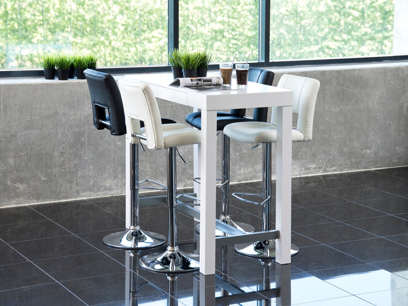 Banco de bar Norsica 145 (Preto + Prateado)