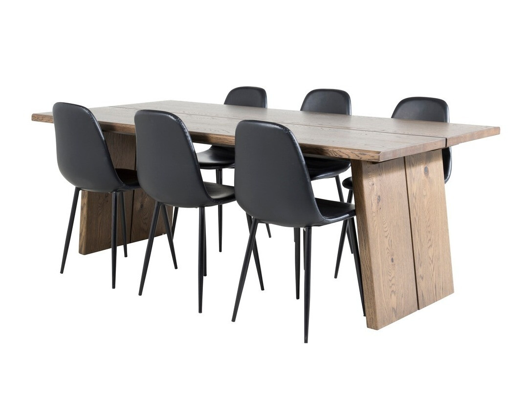 Conjunto para refeições Dallas 1841 (Carvalho escuro + Preto)