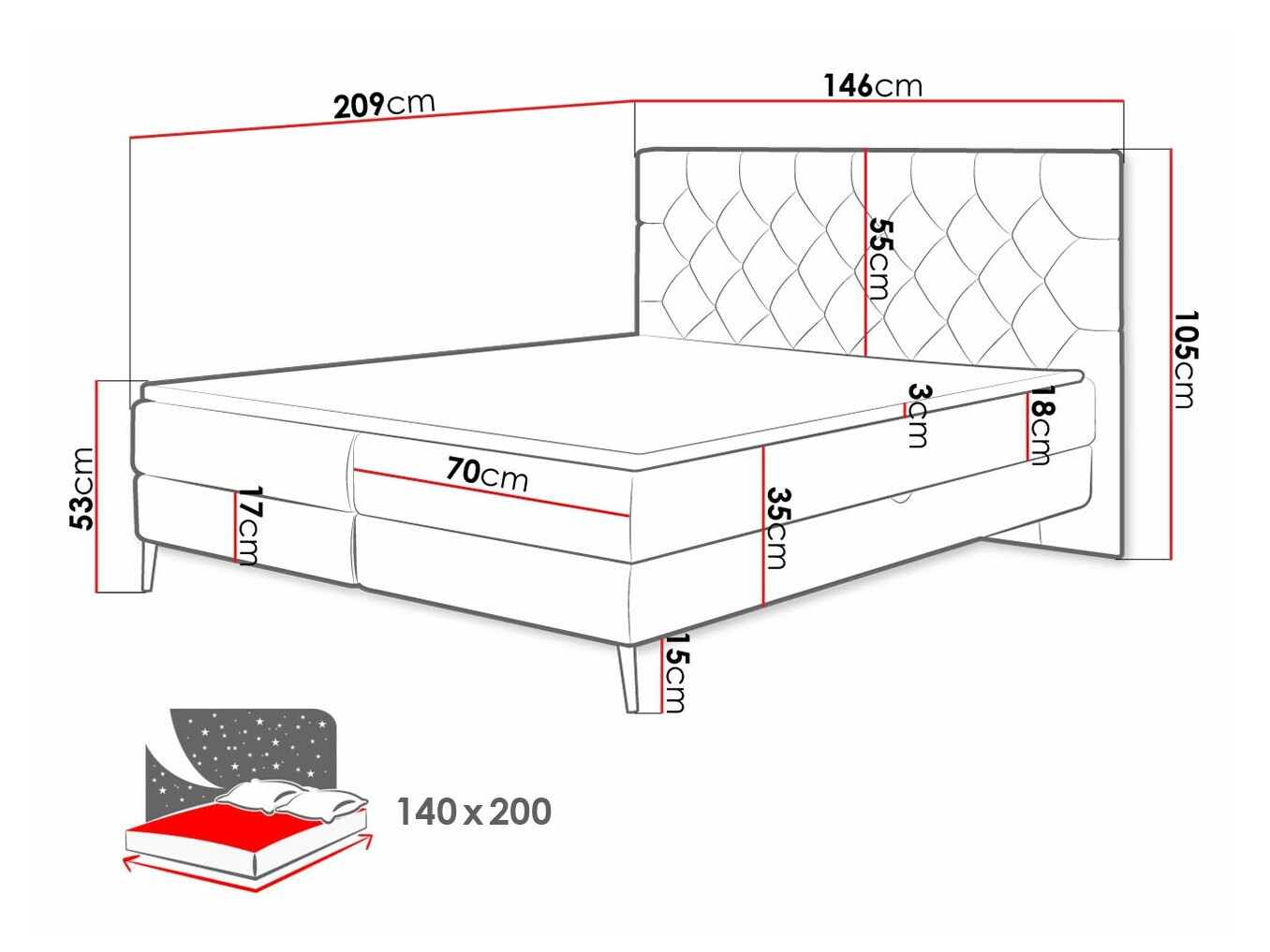 Cama continental Indiana 157 (Manila 02)