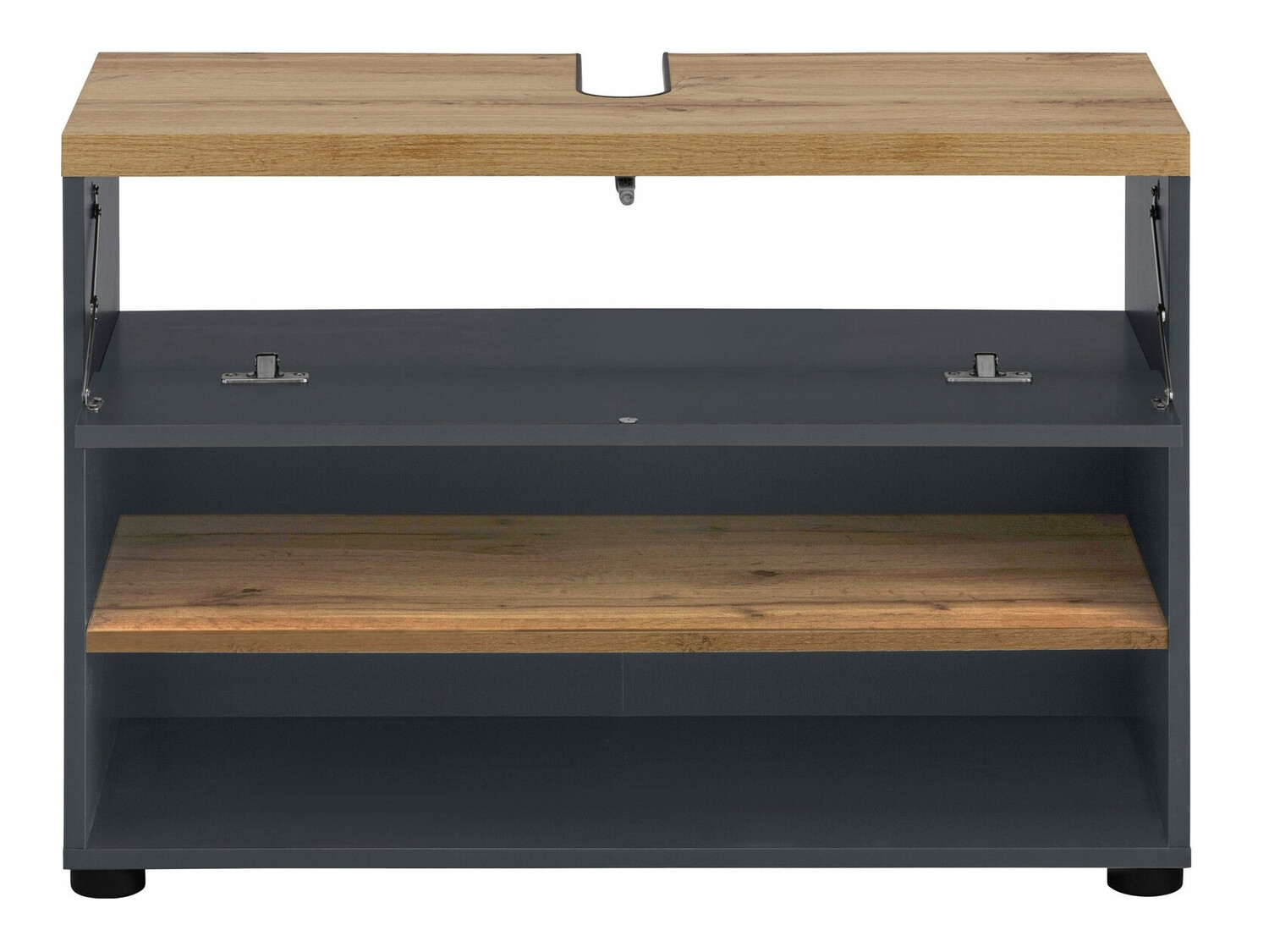 Armário com lavatório de apoio próprio para casa de banho Denton 1025 (Antracite + Carvalho)