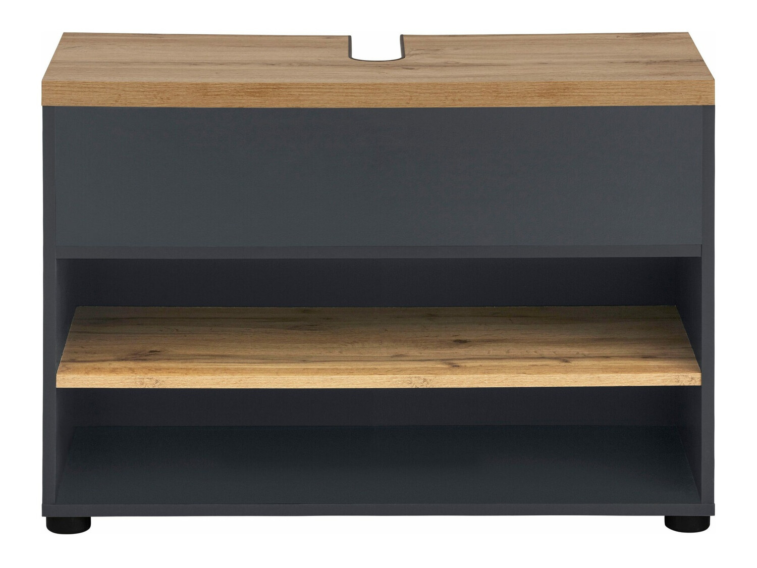 Armário com lavatório de apoio próprio para casa de banho Denton 1025 (Antracite + Carvalho)