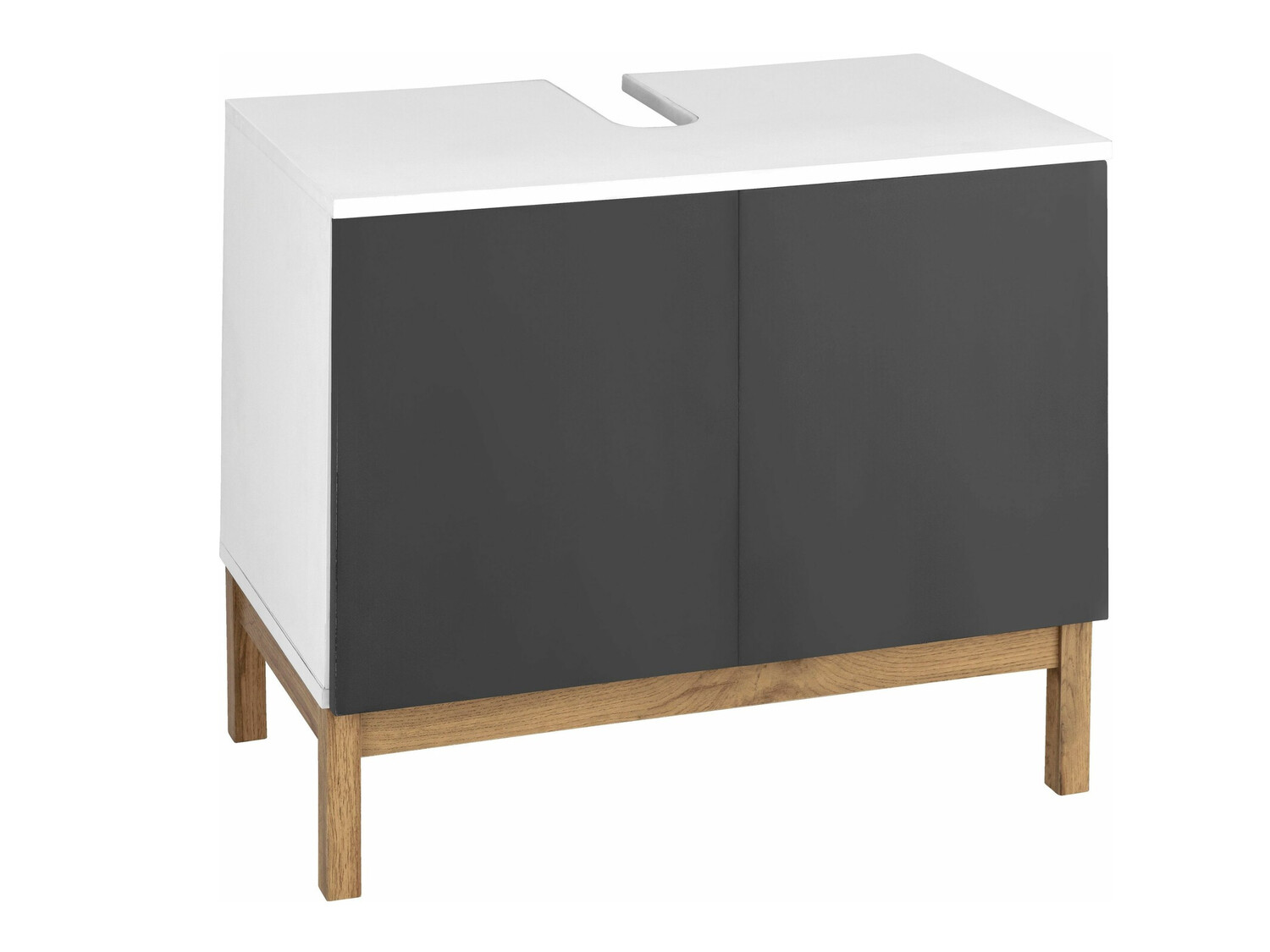 Armário com lavatório de apoio próprio para casa de banho Tolcami 101 (Branco + Cinzento)