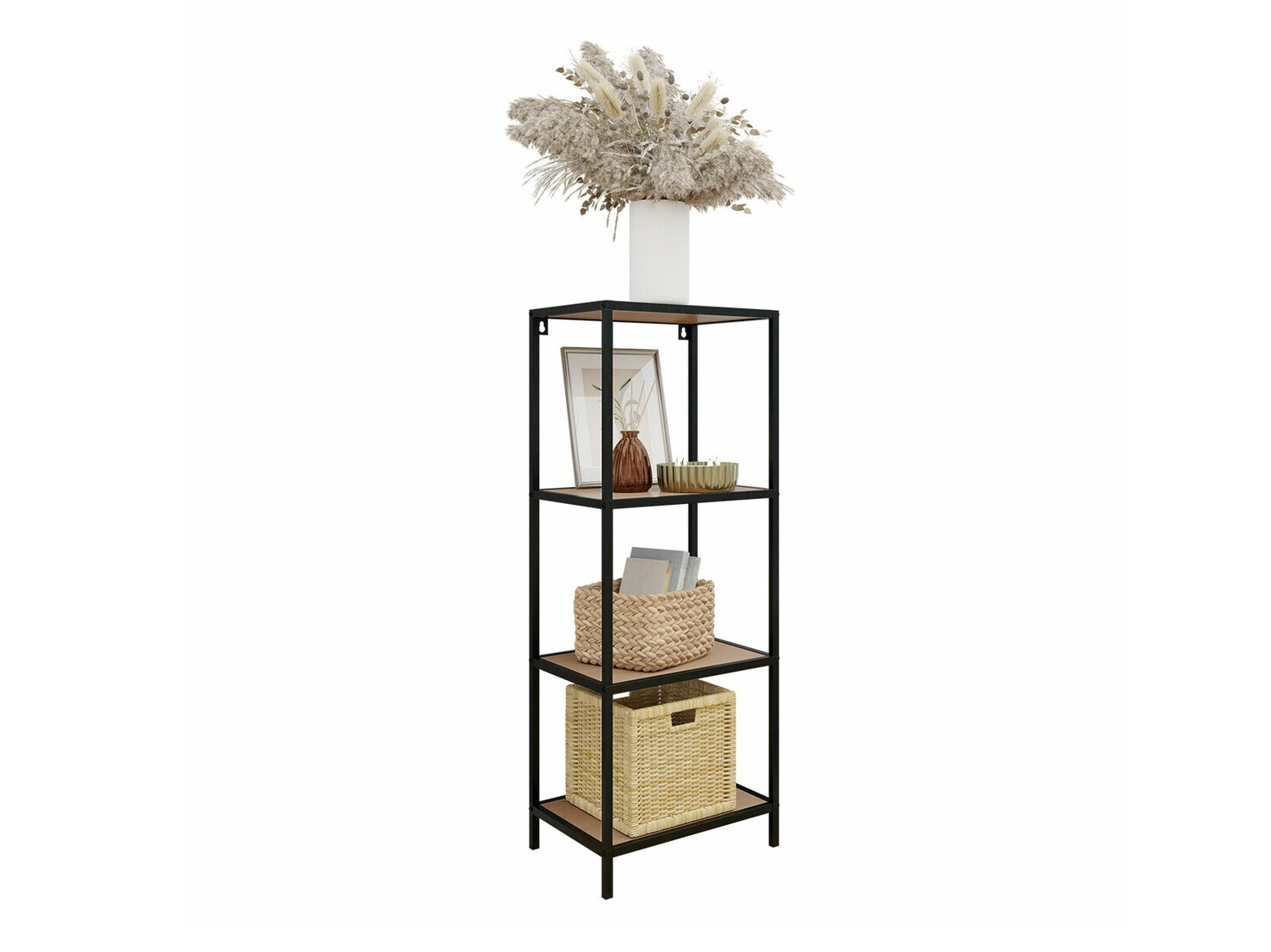 Estante Richardson A104 (Preto + Madeira clara)