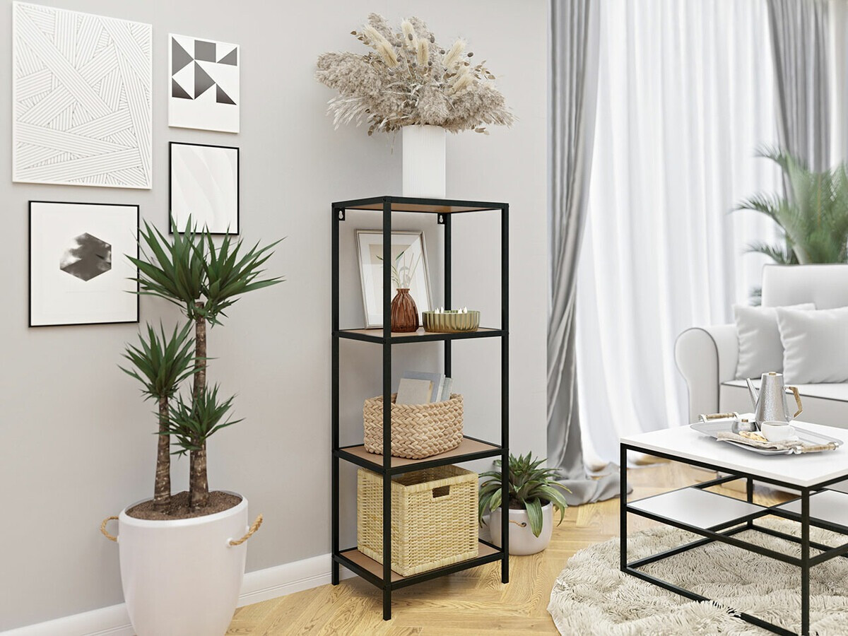 Estante Richardson A104 (Preto + Madeira clara)