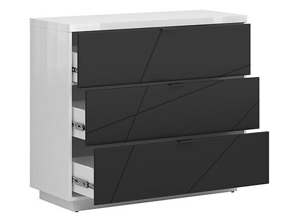 Cómoda Fivale 118 (Branco brilhante + Preto matte)