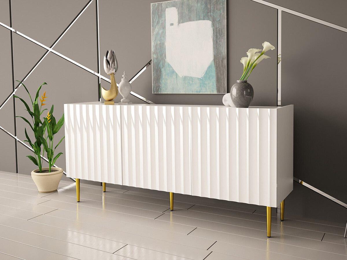 Aparador Merced B130 (Branco brilhante + Branco)