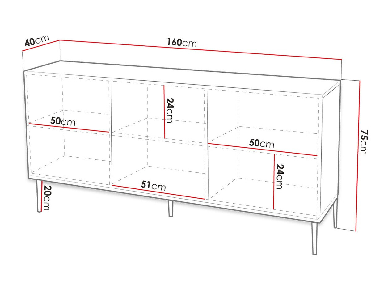 Aparador Merced B130 (Branco brilhante + Branco)