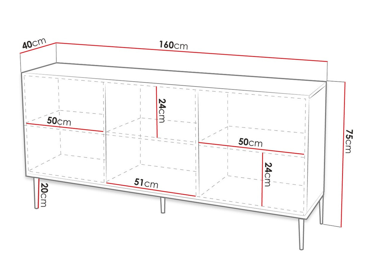 Aparador Merced B130 (Preto brilhante + Preto)