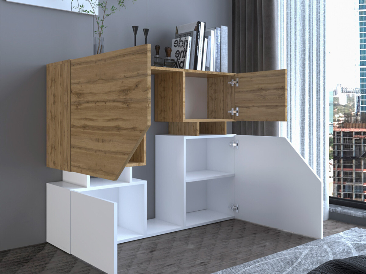 Conjunto para sala de estar Comfivo Daldune I (Carvalho wotan + Antracite)