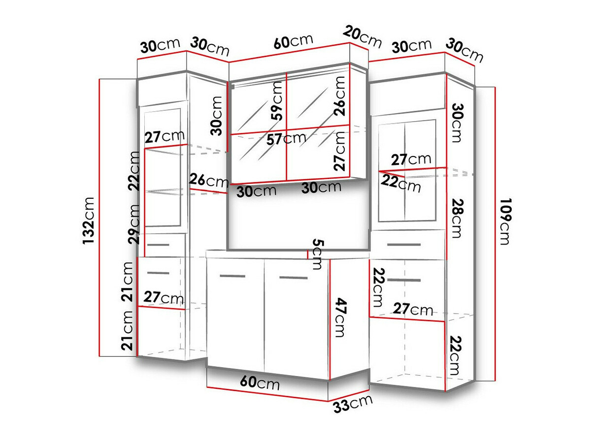 Conjunto para casa de banho Sarasota 140 (Cinzento brilhante + Branco)