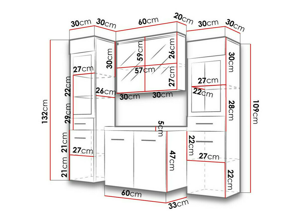 Conjunto para casa de banho Scientia III (Branco brilhante + Matera cinzento)
