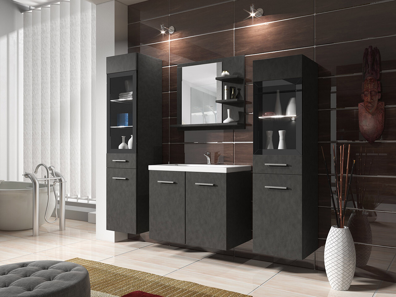 Conjunto para casa de banho Scientia IV (Matera cinzento)